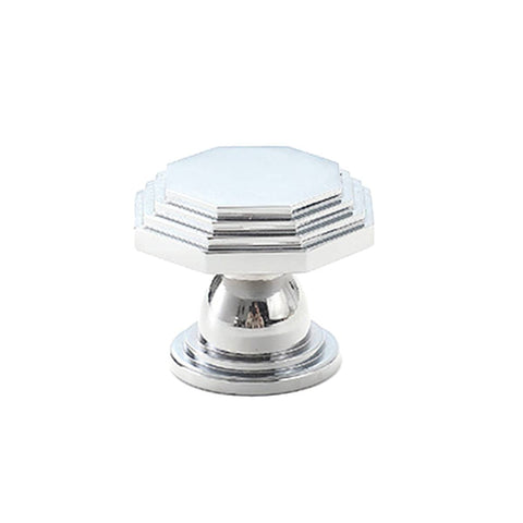Cabinet Knob in Bright Silver Copper, Single Hole - Octagon