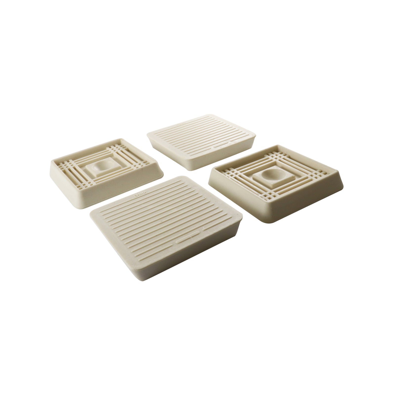Surface Gard 51 x 51mm Almond Square Rubber Base Castor Cups - 4 Pack
