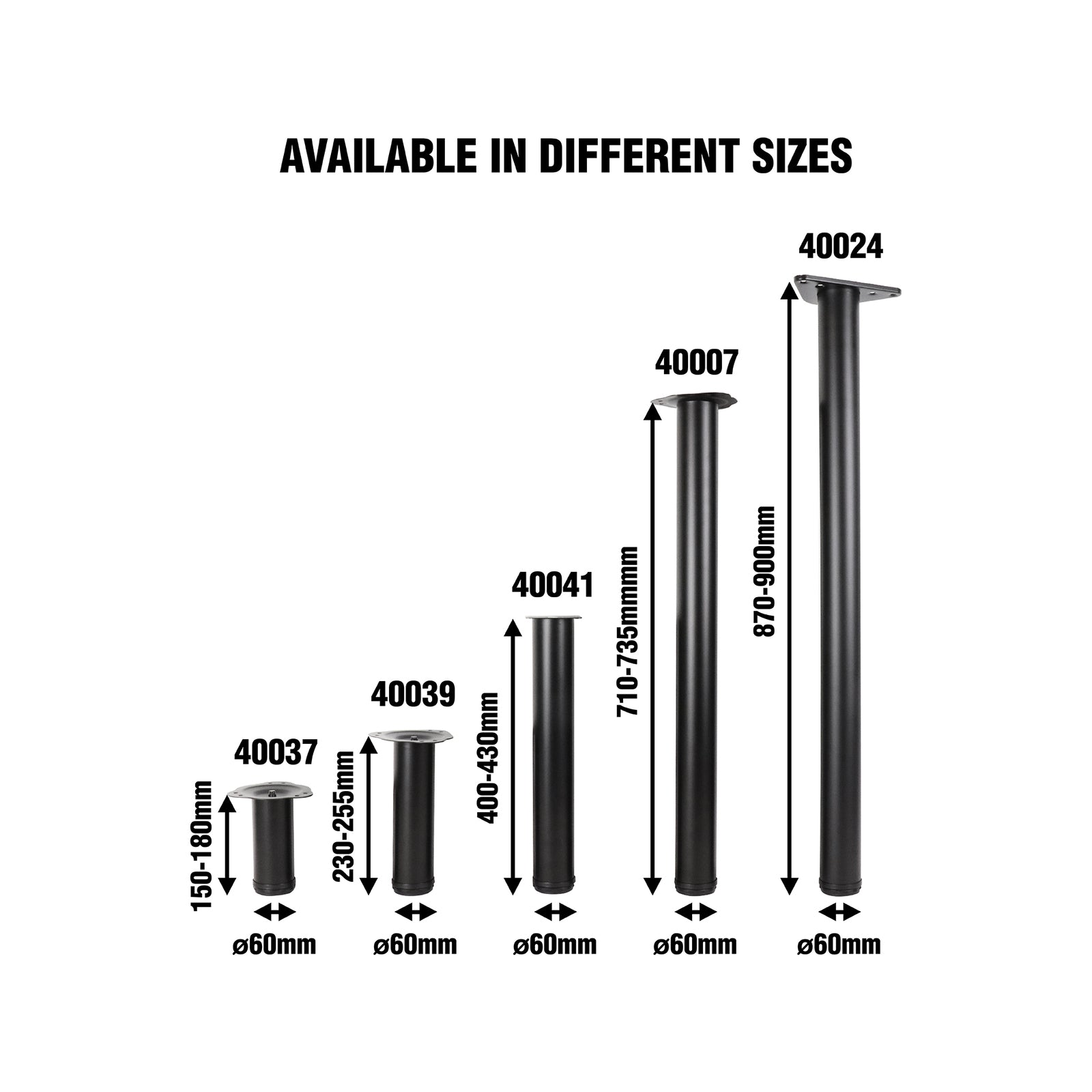 Adoored 60 x 870mm Steel Black Round Breakfast Bar Leg