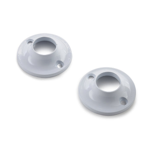Sandleford 19mm White Round Flange, Zinc Alloy Powder Coated, 2 Pack