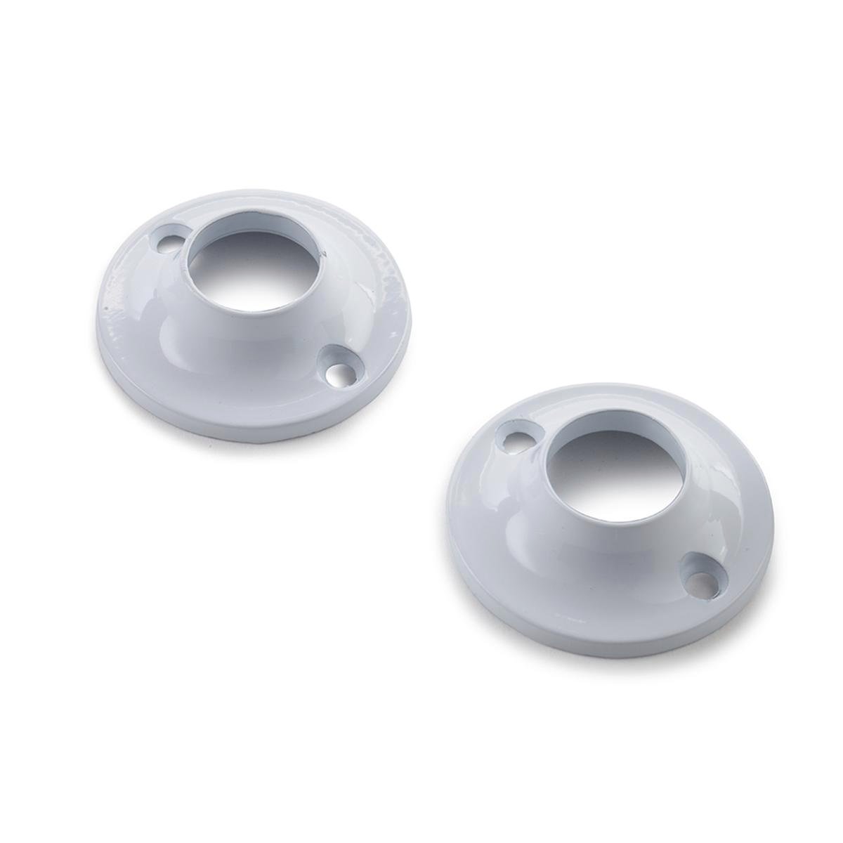 Sandleford 19mm White Round Flange, Zinc Alloy Powder Coated, 2 Pack