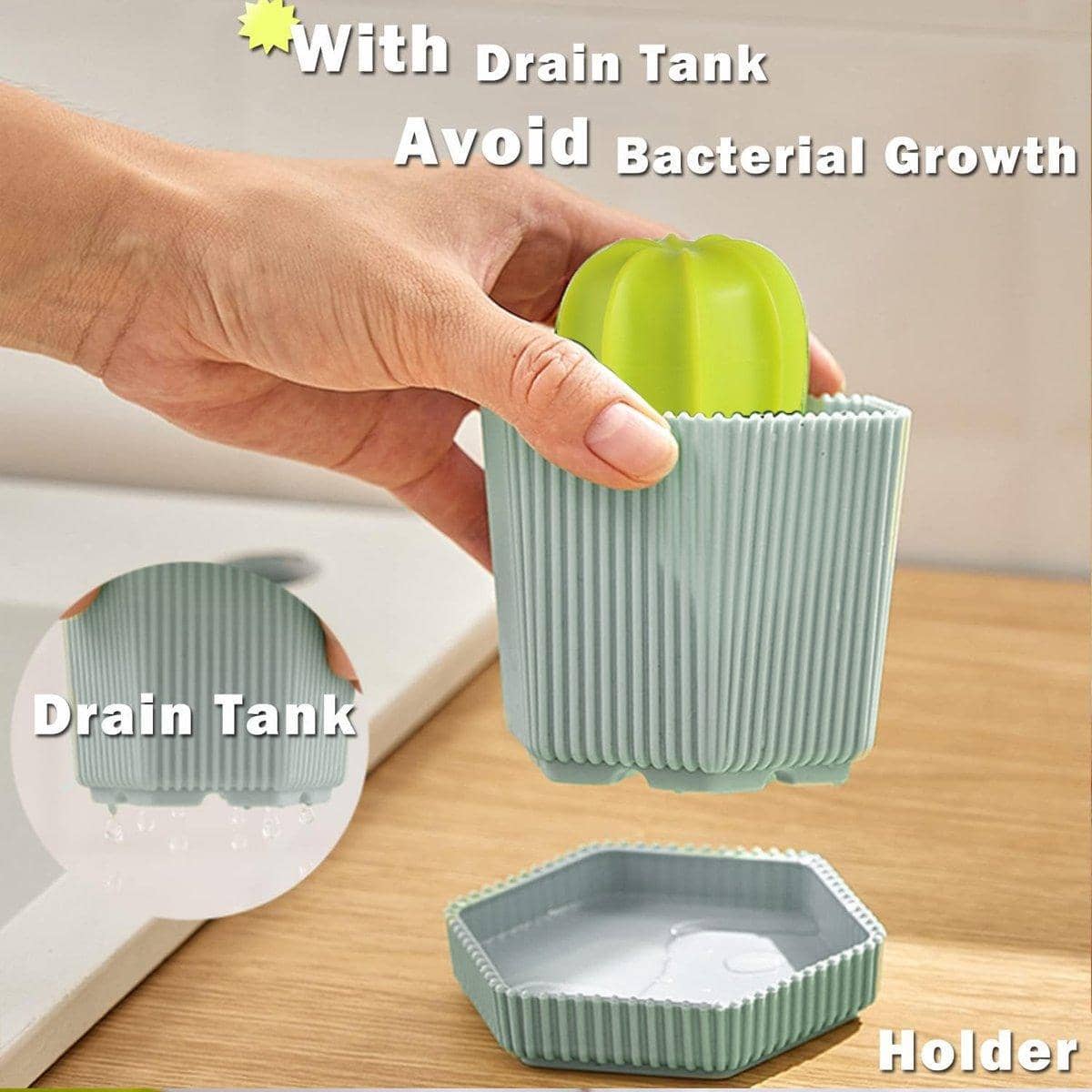 Cactus Dish Scrubber Brush with Handle and Nanofibre Cleaning Balls - view 5