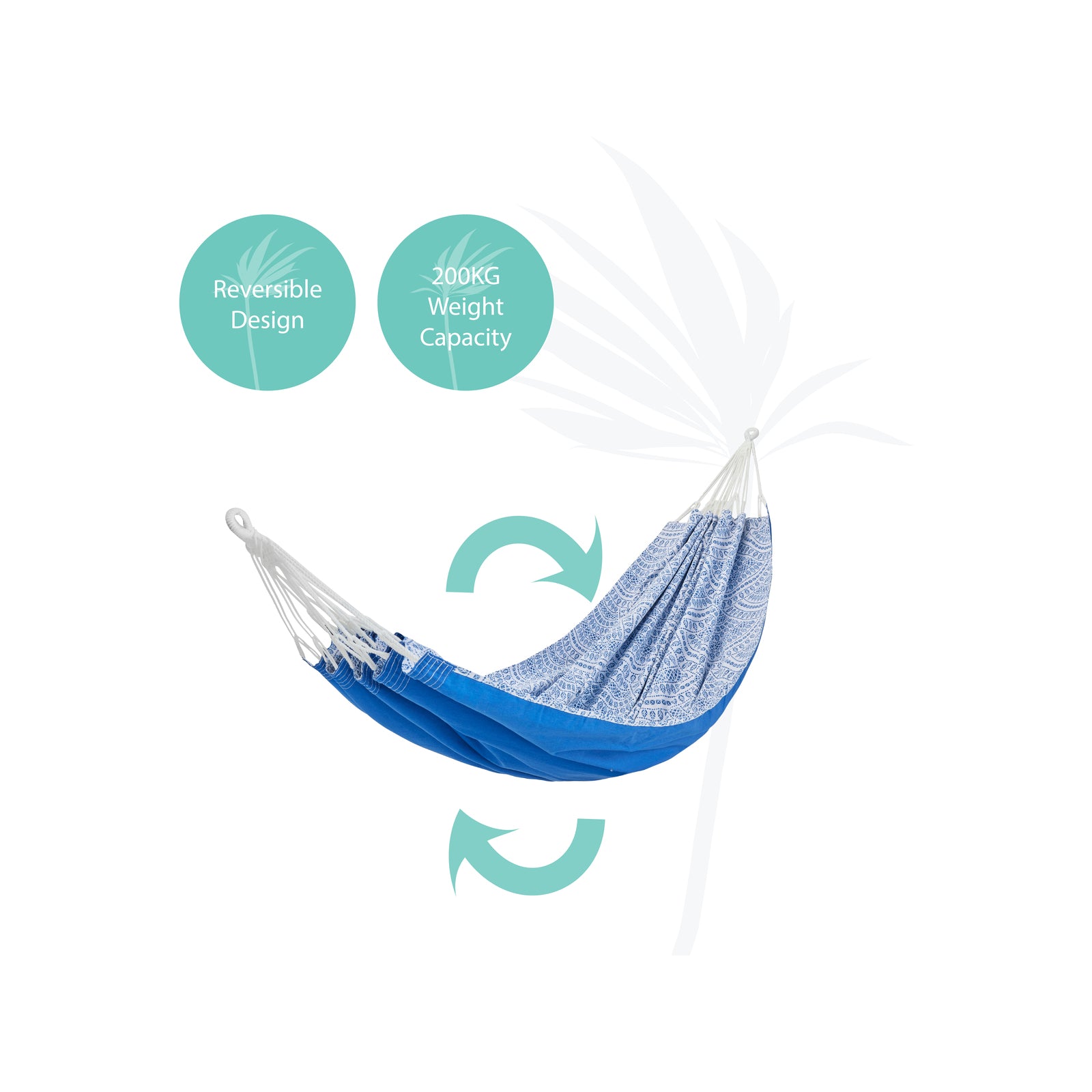 Two Trees Double Cotton Hammock 200kg Capacity Reversible Designs