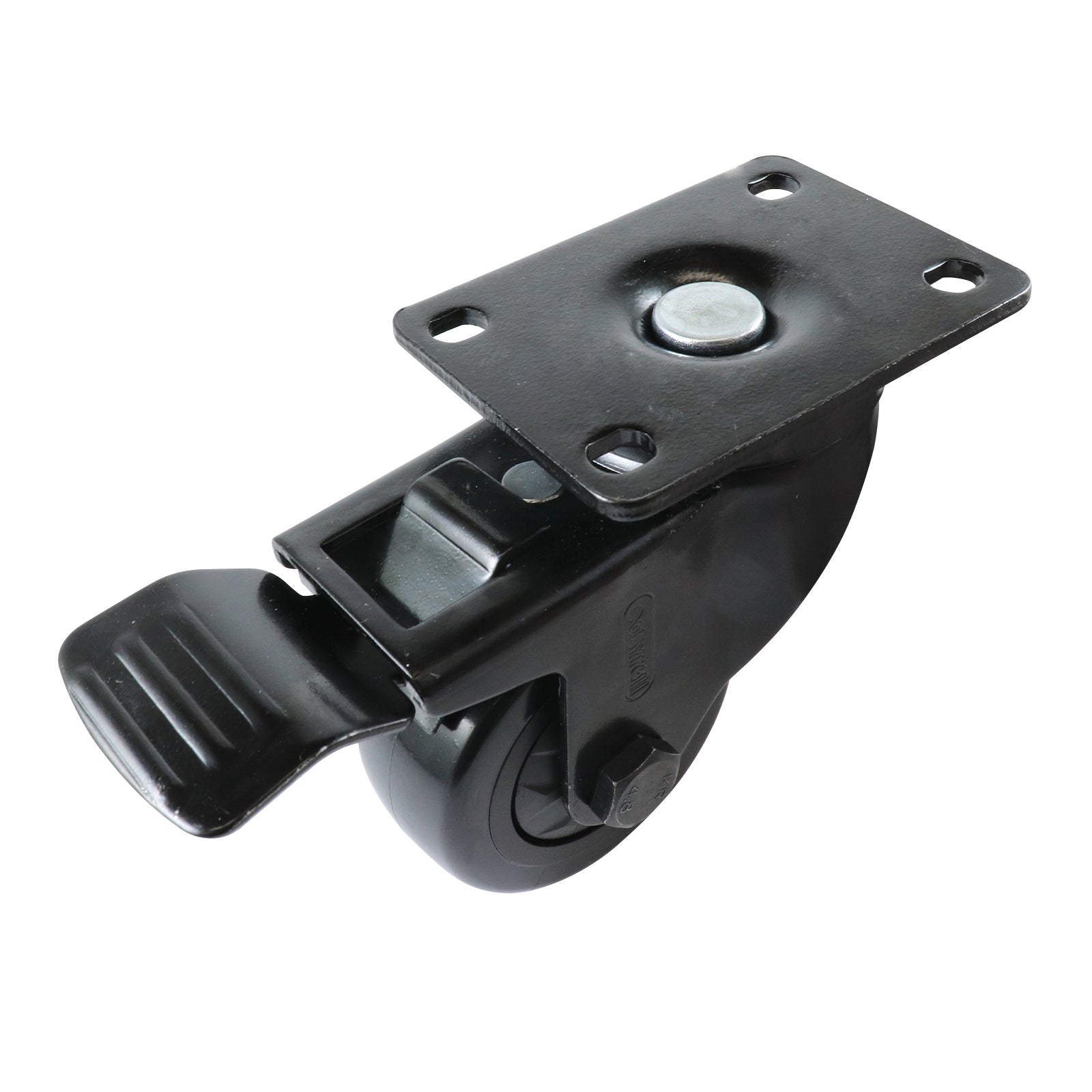 Easyroll 75mm Black PVC Swivel Brake Castor 80kg Indoor Outdoor