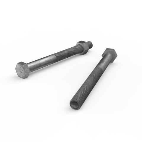 Zenith M12 x 130mm Hot Dip Galvanised Hex Head Bolt and Nut - 4.6 Grade Steel