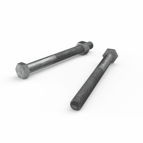 Zenith M12 x 130mm Hot Dip Galvanised Hex Head Bolt and Nut - 4.6 Grade Steel