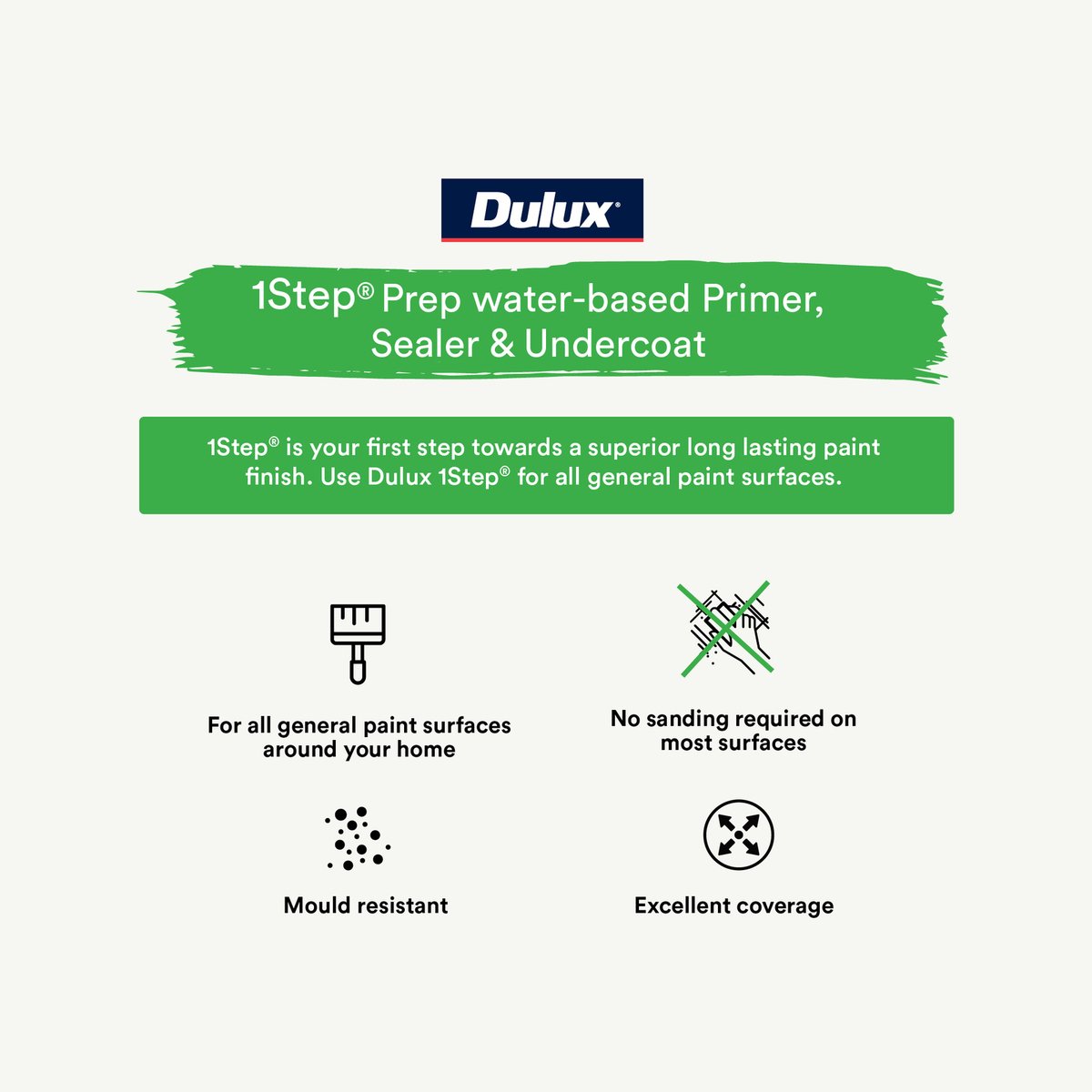 Dulux 1L 1Step Prep Primer Sealer Undercoat - Water Based - Mould Resistant - SuperSaverAU - view 3