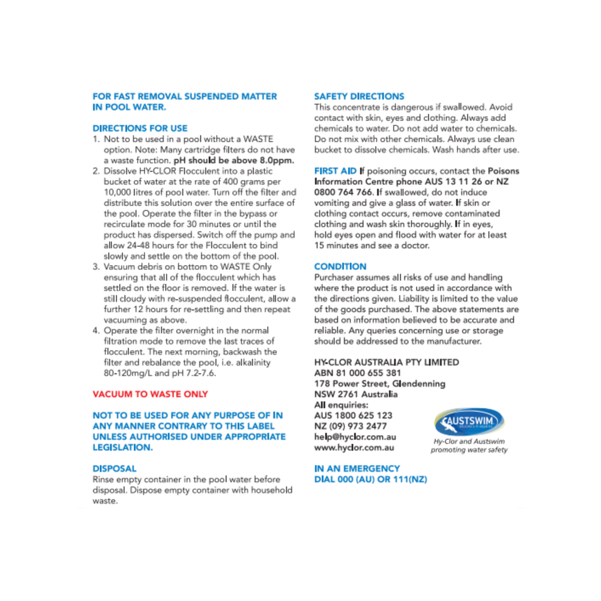 Hy Clor Flocculent - 2kg - Aluminium Sulphate - Quick Acting - SuperSaverAU - view 5