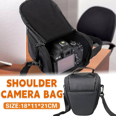 Camera Bag for DSLR and Mirrorless Cameras, Triangle Shoulder Style in Black Nylon