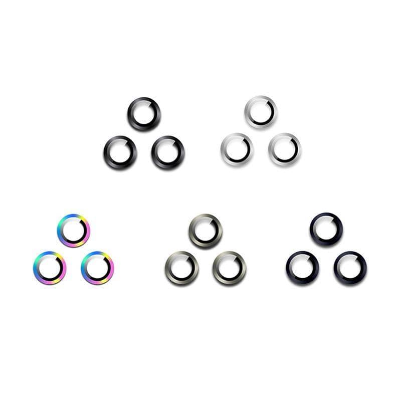 Camera Lens Protector Metal Ring Tempered Glass for iPhone 15 Pro and 15 Pro Max - Silver, Pack of 3 - view 3