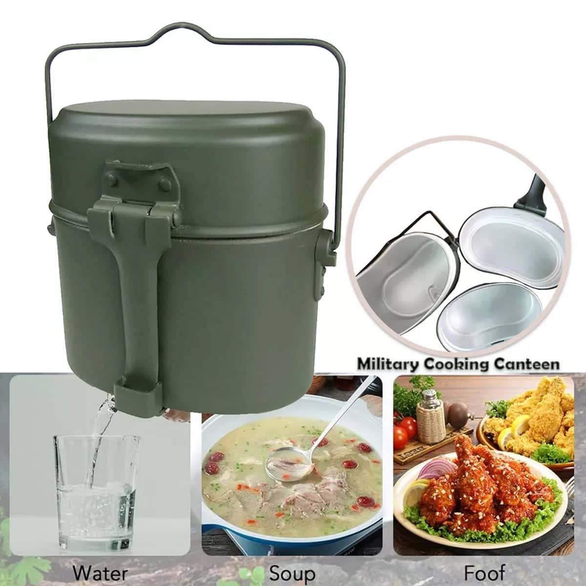 Camping Mess Kit 3-In-1 Canteen Cookware Set for Hiking and Bushcraft - view 5