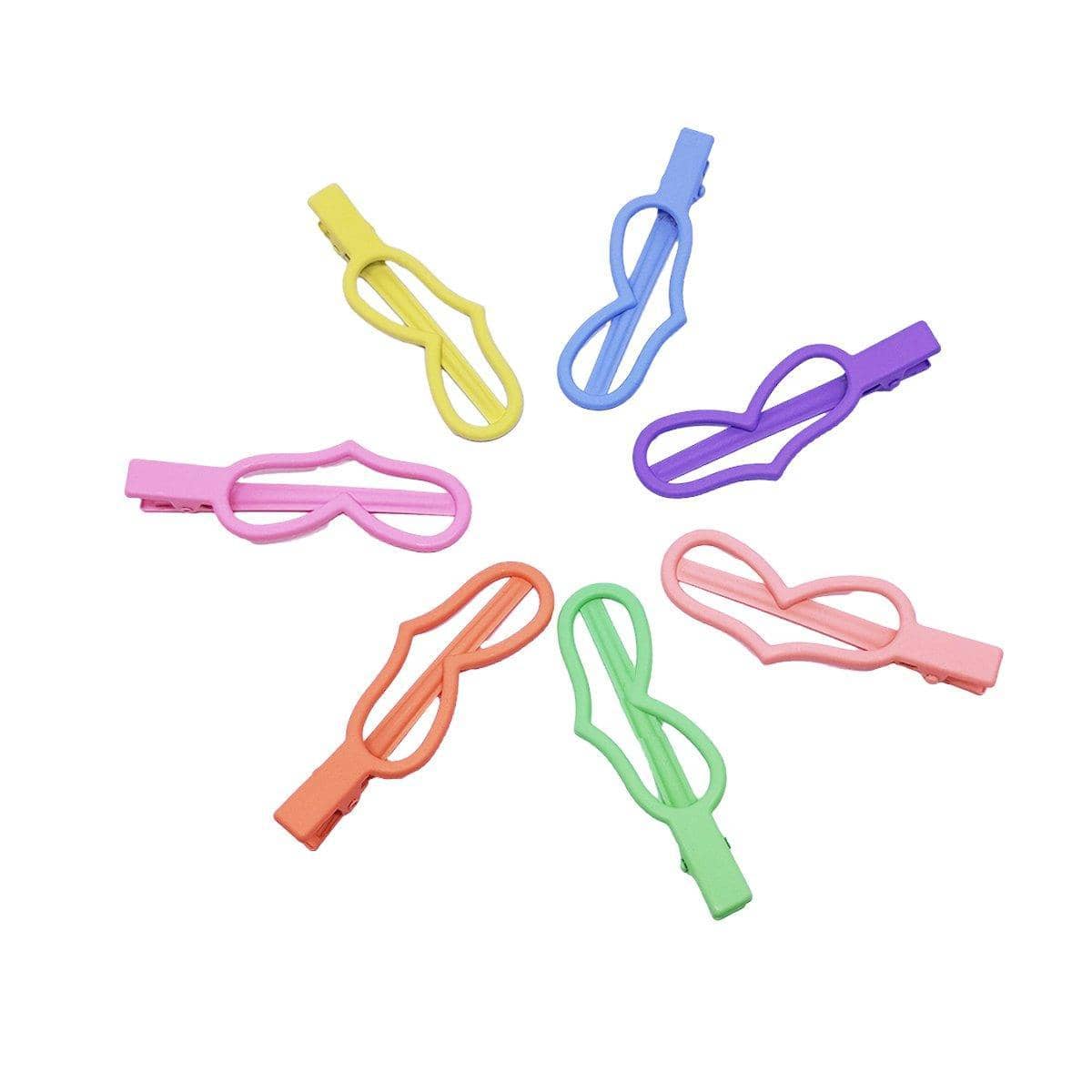 Candy Colour Hair Clips, Pack of 7 - Heart Shape