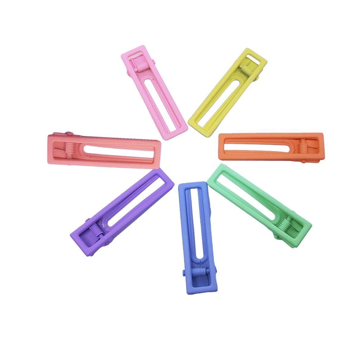 Candy Colour Hair Clips, Pack of 7 - Rectangular