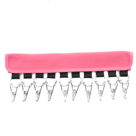 Cap Organiser Hanger 10 Clip Hat Rack for Door and Wardrobe - Rose Red