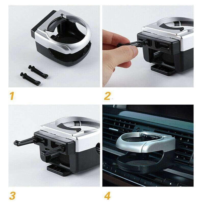 Car Air Vent Cup Holder Drink Tray - Silver - view 4