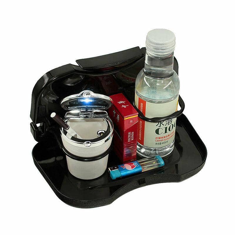 Car Back Seat Tray Table with Cup Holder, Foldable Drink and Food Stand, Black - view 4