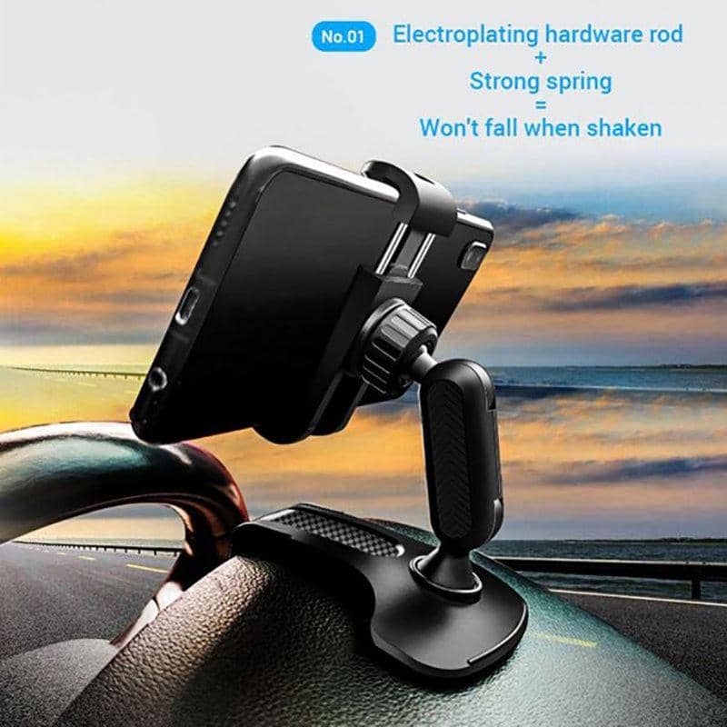 Car Dashboard Phone Holder Mount, 360-Degree Rotating Spring Clamp - view 4