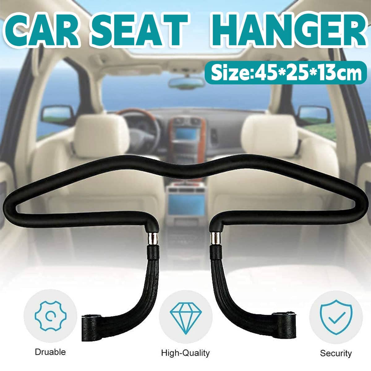 Car Headrest Clothes Rack, Back Seat Garment Hanger Bar