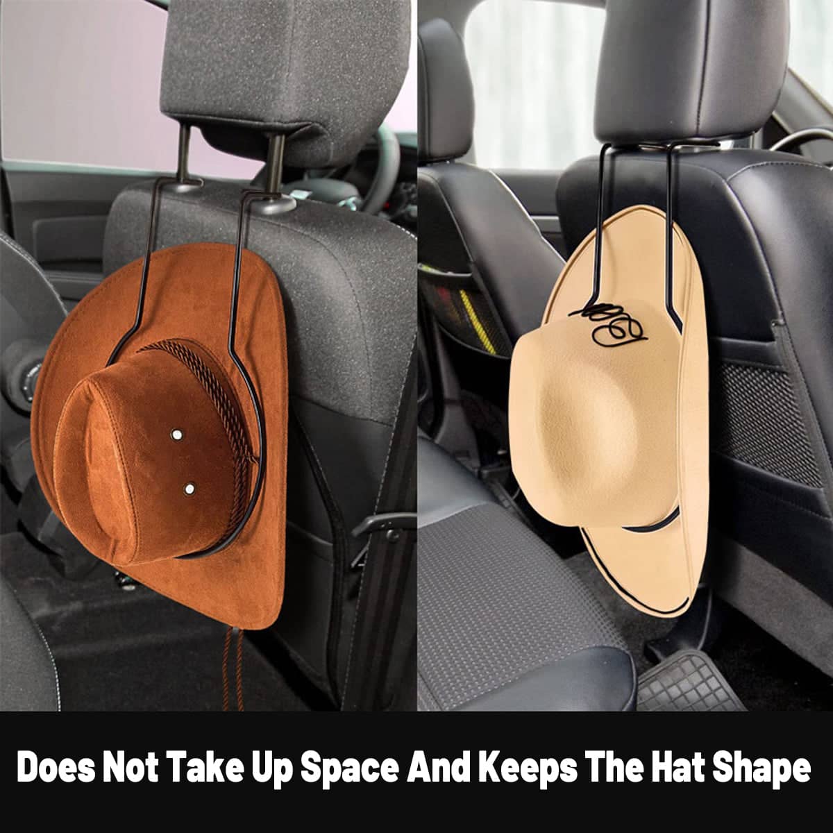 Car Headrest Hat Rack, 4mm Metal Wire Hanger for Hats, Caps and Coats - view 4