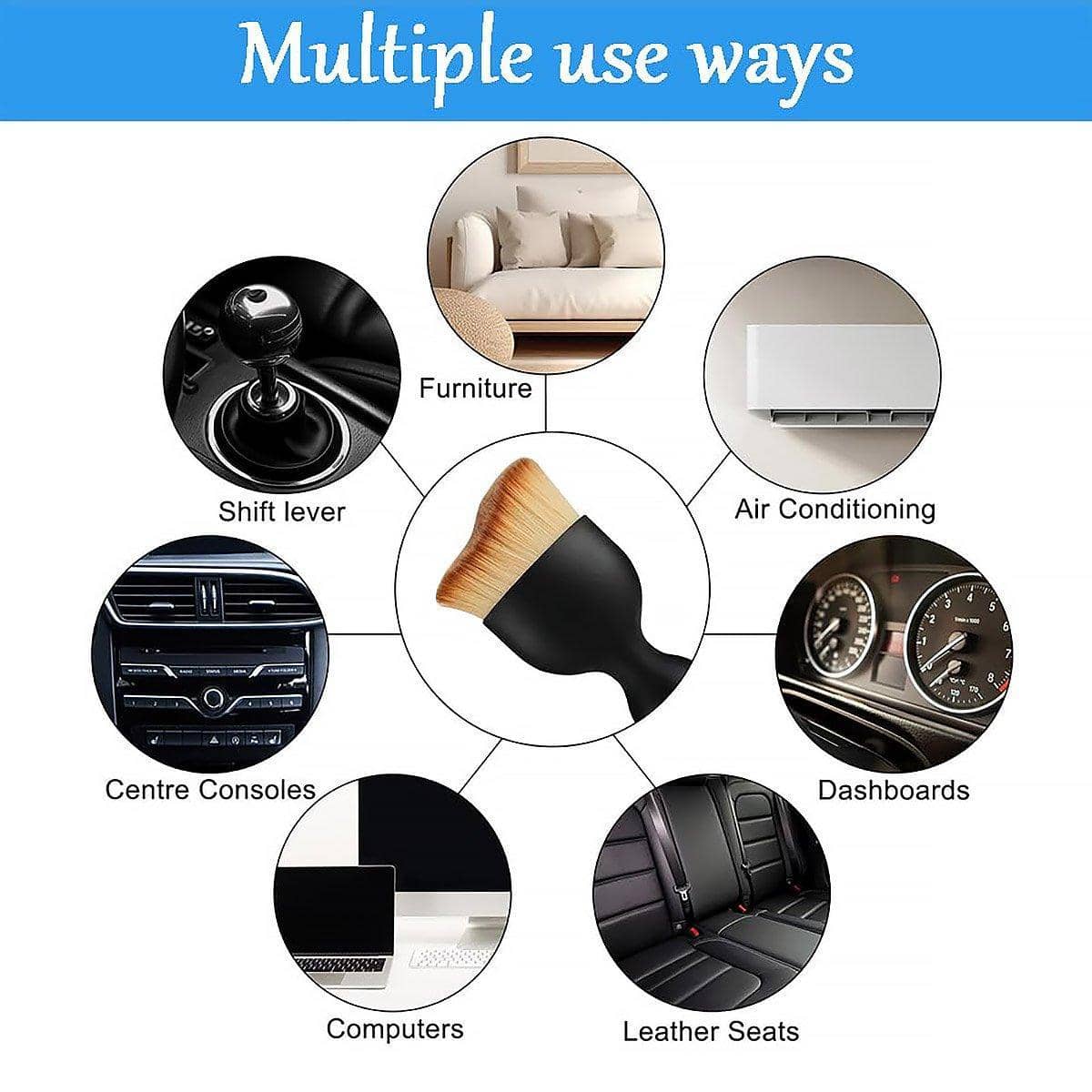 Car Interior Detailing Brush Set - 4 Brushes, Black Handle - view 4