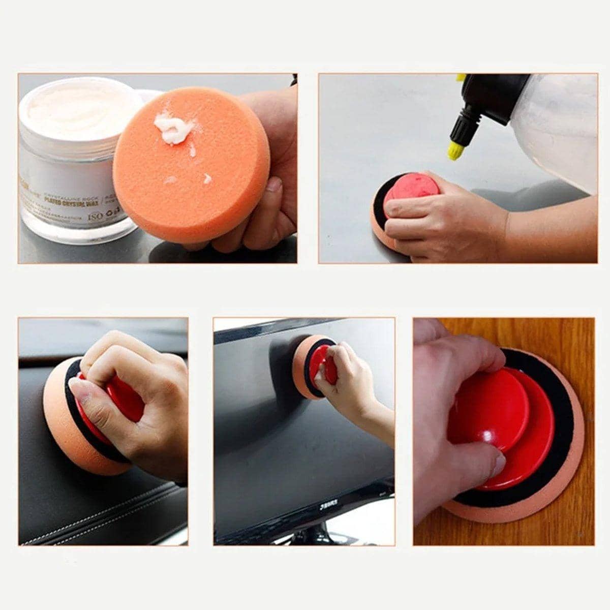 Car Polishing Sponge with Handle Manual Buffing Pads for Auto Detailing, Pack of 5 - view 4