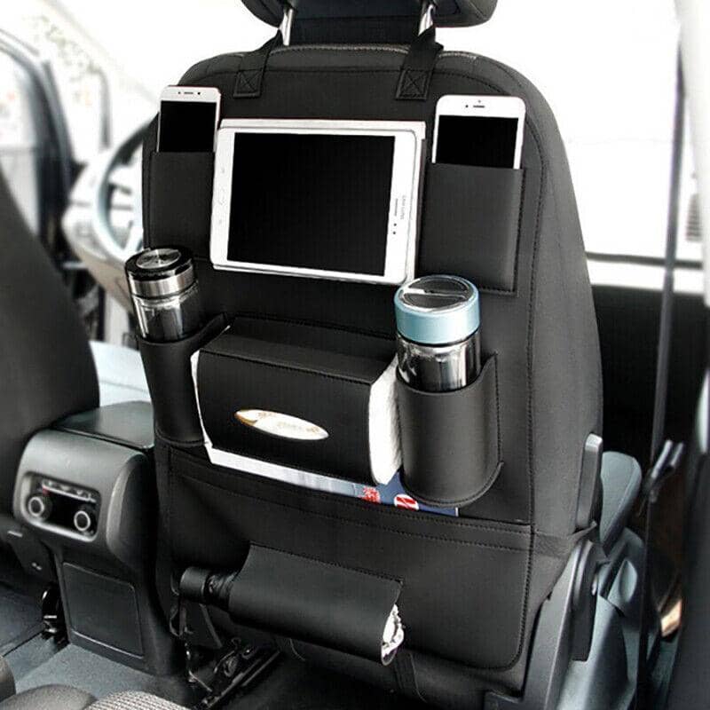 Car Seat Back Organiser, Faux Leather Storage Pockets for Travel - view 4