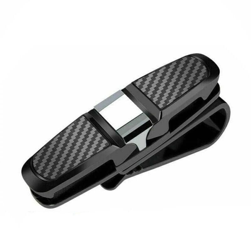 Car Sun Visor Glasses Holder Clip for Sunglasses and Cards - Black and Silver - view 2