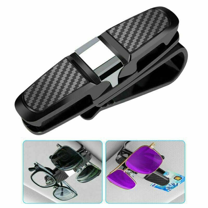 Car Sun Visor Glasses Holder Clip for Sunglasses and Cards - Black and Silver - view 4