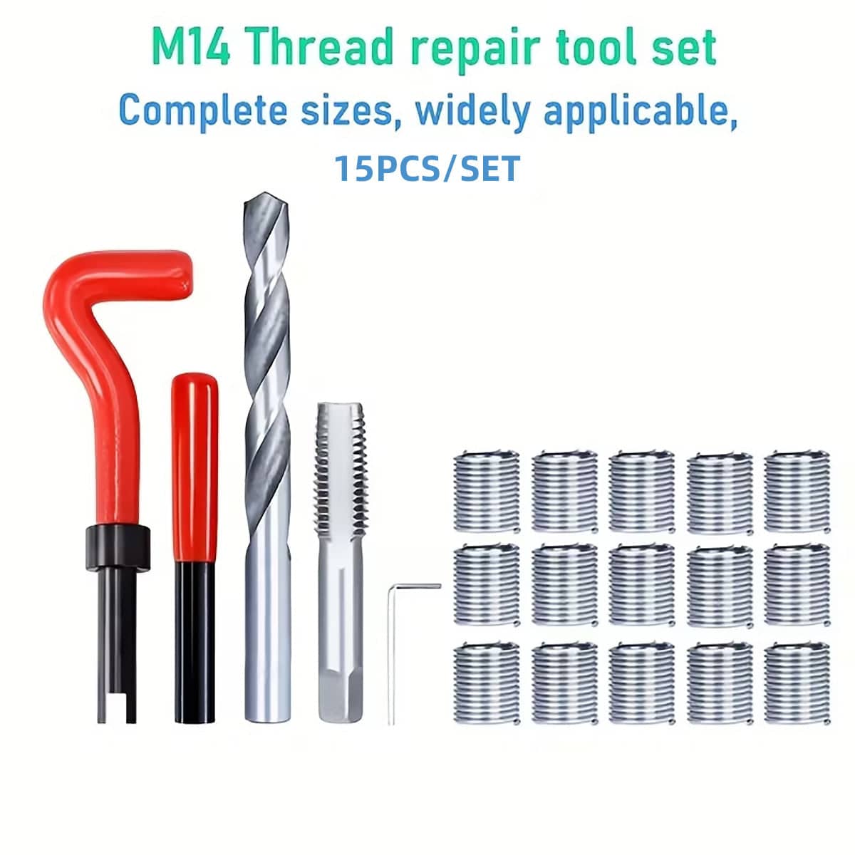 Car Thread Repair Tool Set M14 x 1.25, 15 Piece Helical Insert Installation Kit - view 5