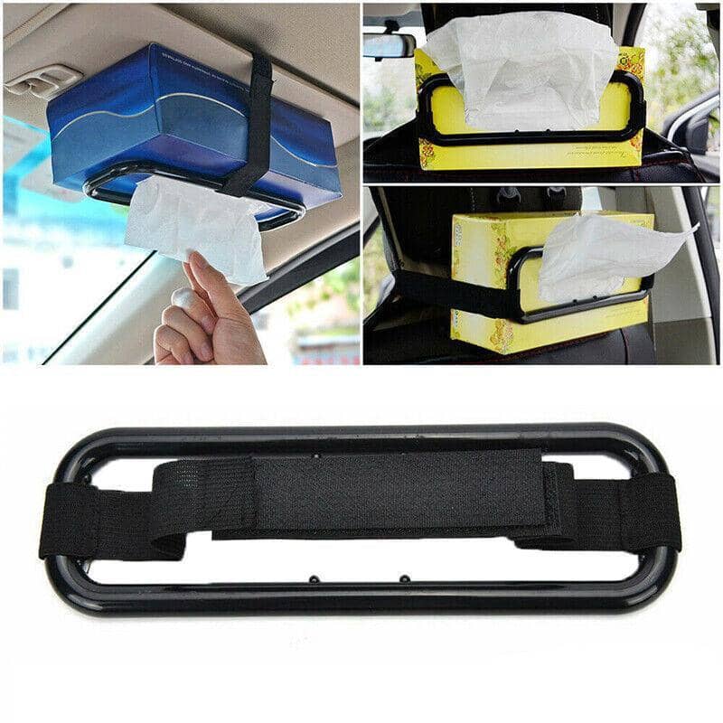 Car Tissue Box Holder for Sun Visor or Seat Back, Black