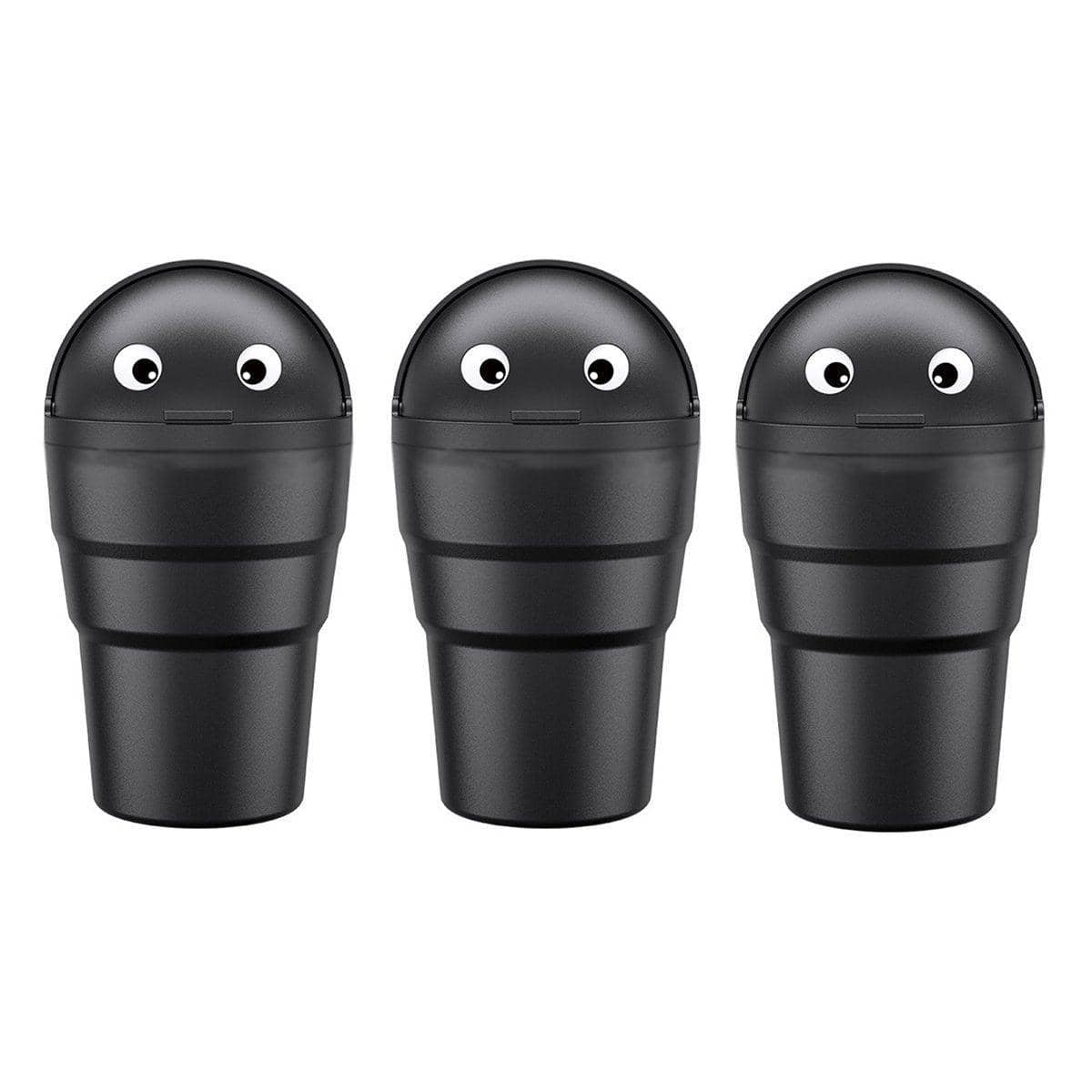 Car Trash Can Set of 3, Portable Mini Bin with Push Top Lid - Black - view 2