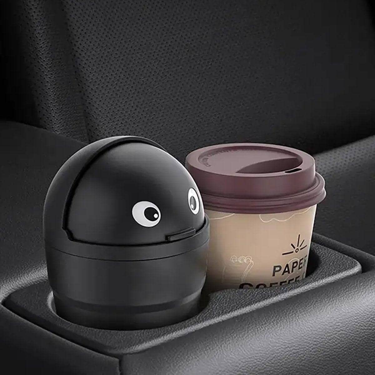 Car Trash Can Set of 3, Portable Mini Bin with Push Top Lid - Black - view 4
