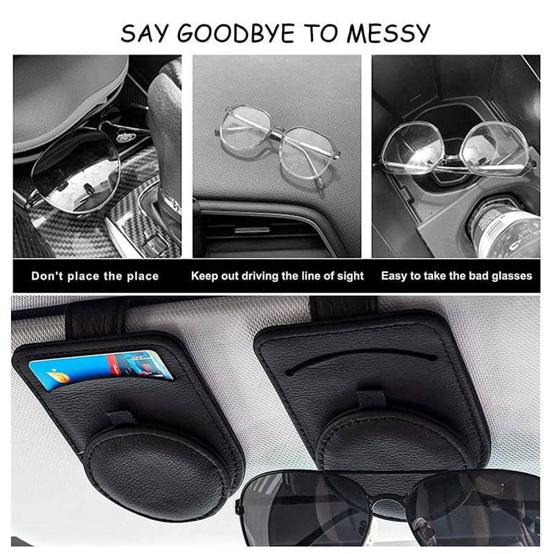 Car Visor Sunglasses Holder - Black, Faux Leather - view 5