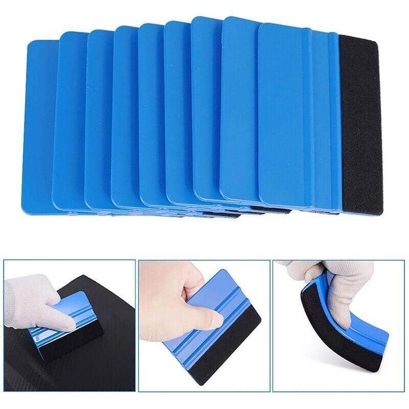 Car Wrapping Vinyl Squeegee Scraper Tools with Soft Felt Edge - Blue, Pack of 4 - view 3