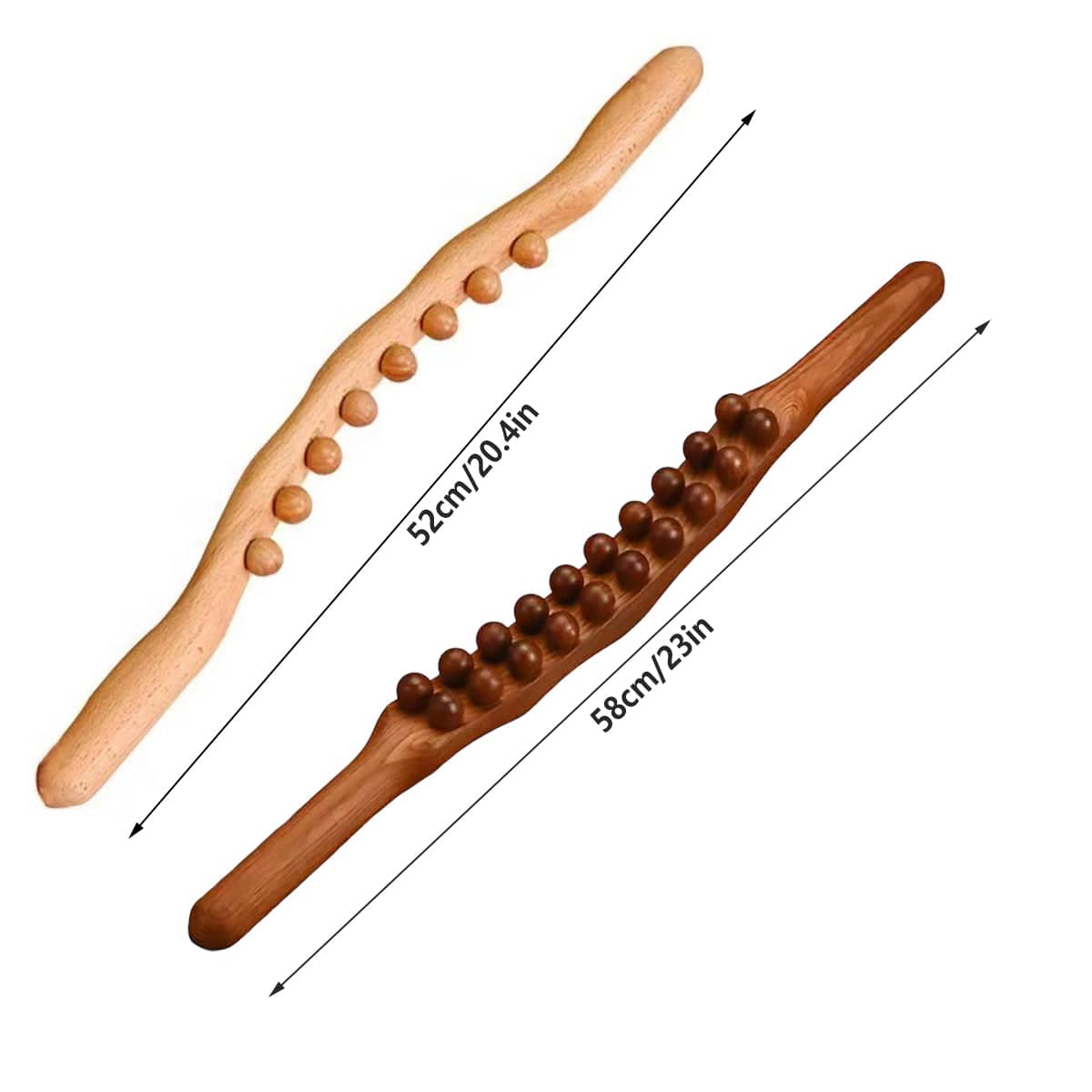 Carbonised Beech Wood Tendon Rolling Massage Stick for Salon and Home - 8 Beads, Natural Wood - view 4