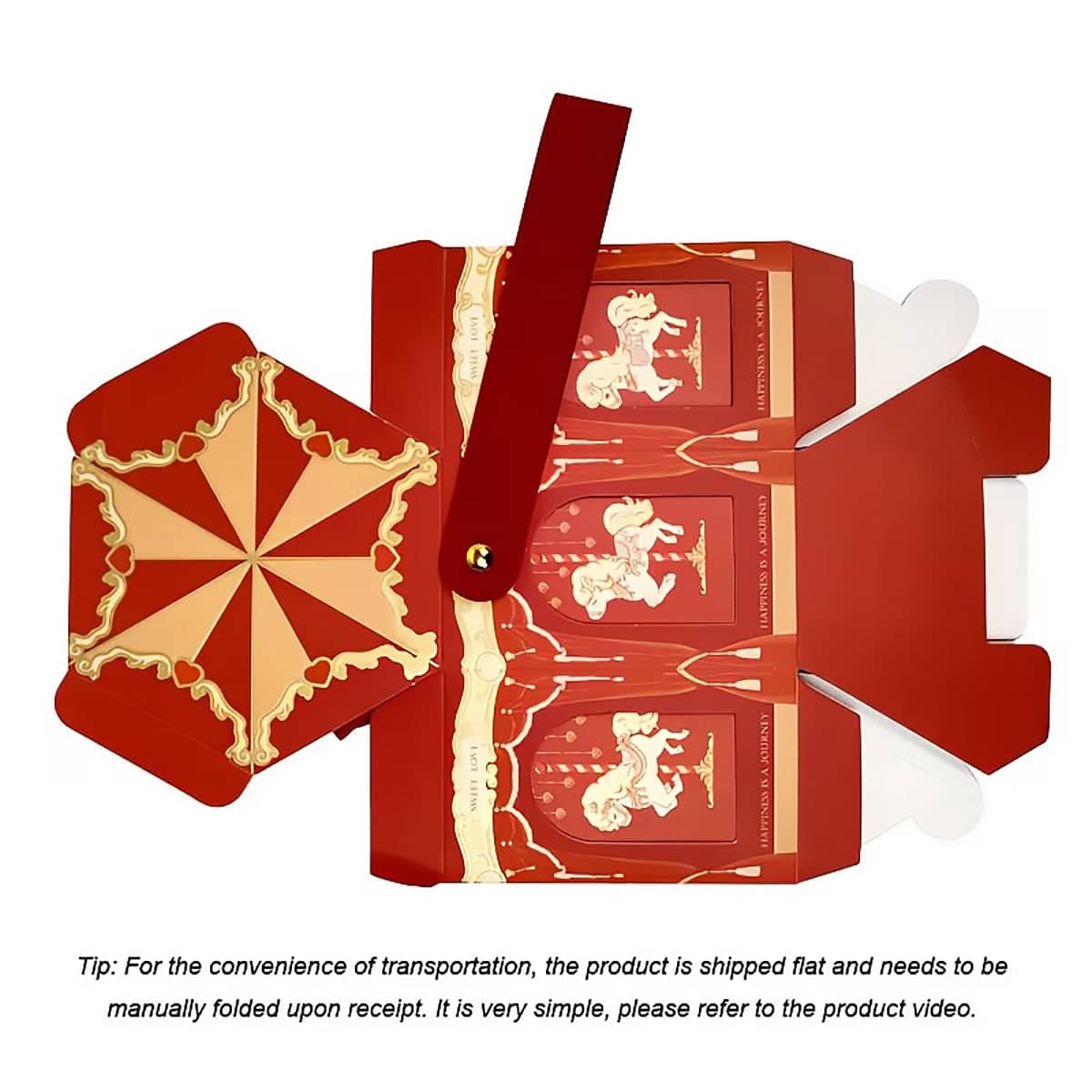 Carousel Hexagon Favour Boxes - Red, Pack of 20 - view 5
