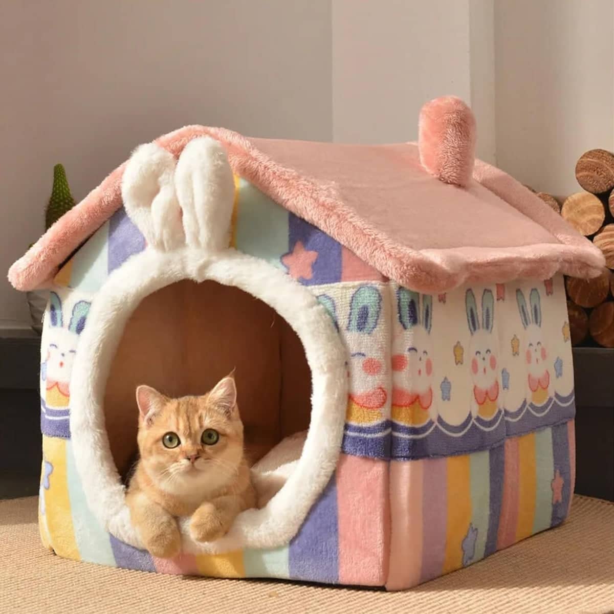 Cat Bed Dog House Pet Villa Kitten Shelter, Soft Indoor Pet Home - Size L (53 x 43 x 46 cm) - view 3