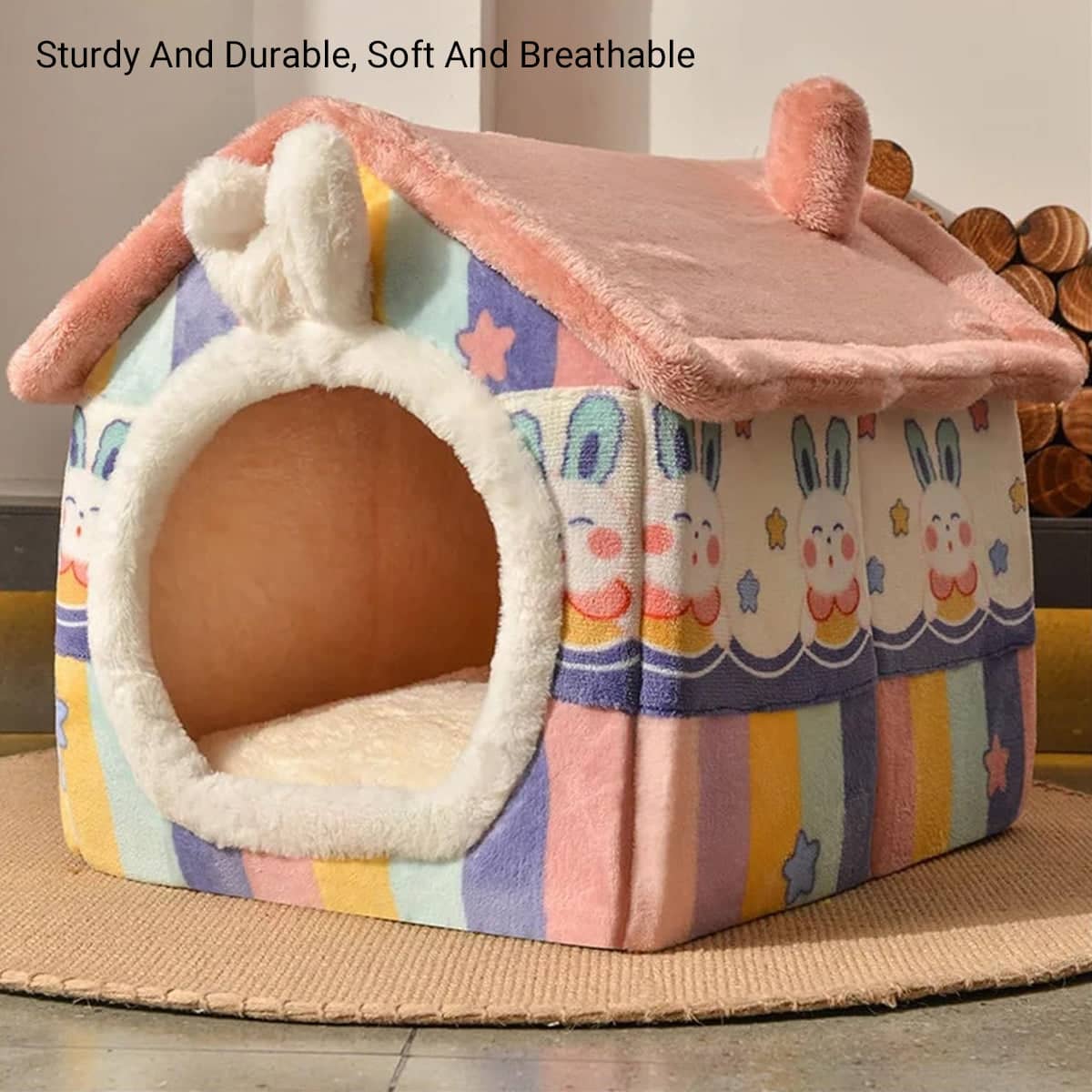 Cat Bed Dog House Pet Villa Kitten Shelter, Soft Indoor Pet Home - Size L (53 x 43 x 46 cm) - view 5