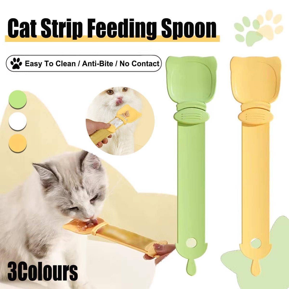 Cat Treat Spoon Squeezer Snack Feeder - White - view 2