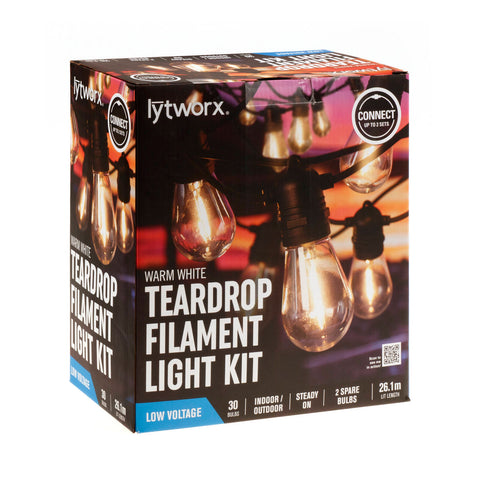 Lytworx Teardrop Filament Party Lights Warm White 30 Pack Indoor Outdoor 67788