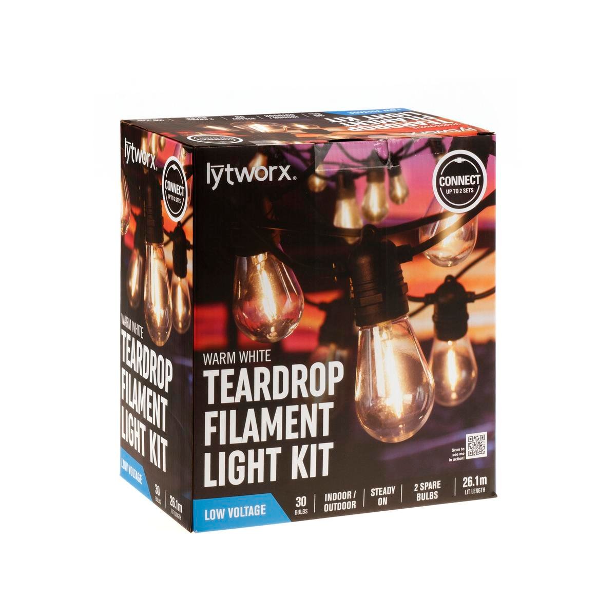 Lytworx Teardrop Filament Party Lights Warm White 30 Pack Indoor Outdoor 67788