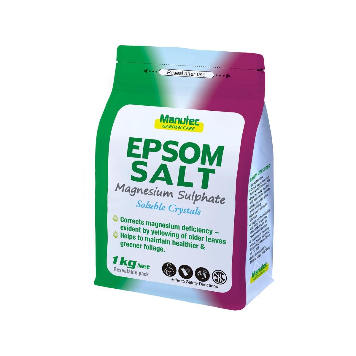 Manutec 1kg Epsom Salt, Water-Soluble Magnesium Source for Plants