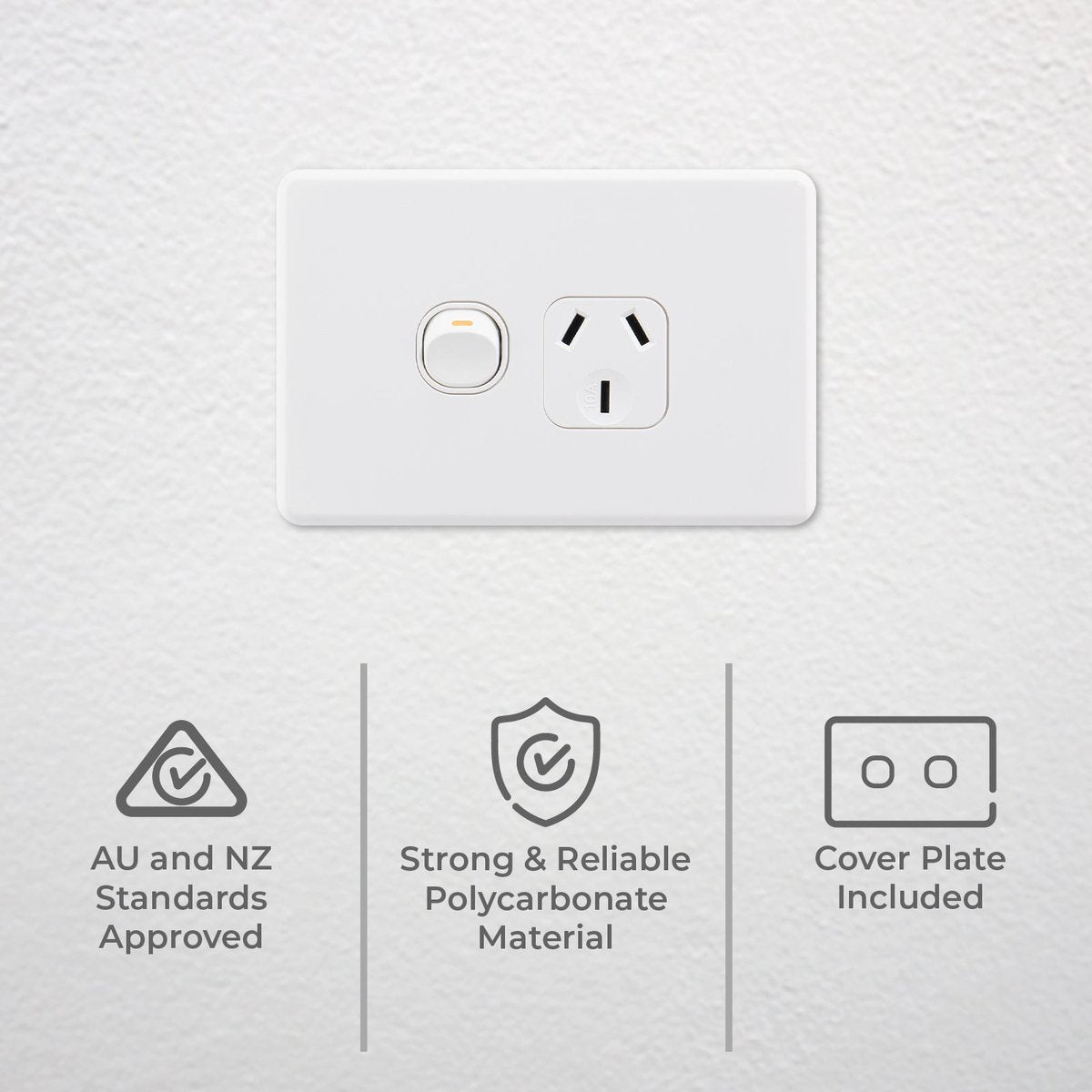 DETA X6 White 15 Amp Single Power Point - 15A Polycarbonate - Durable - SuperSaverAU - view 2
