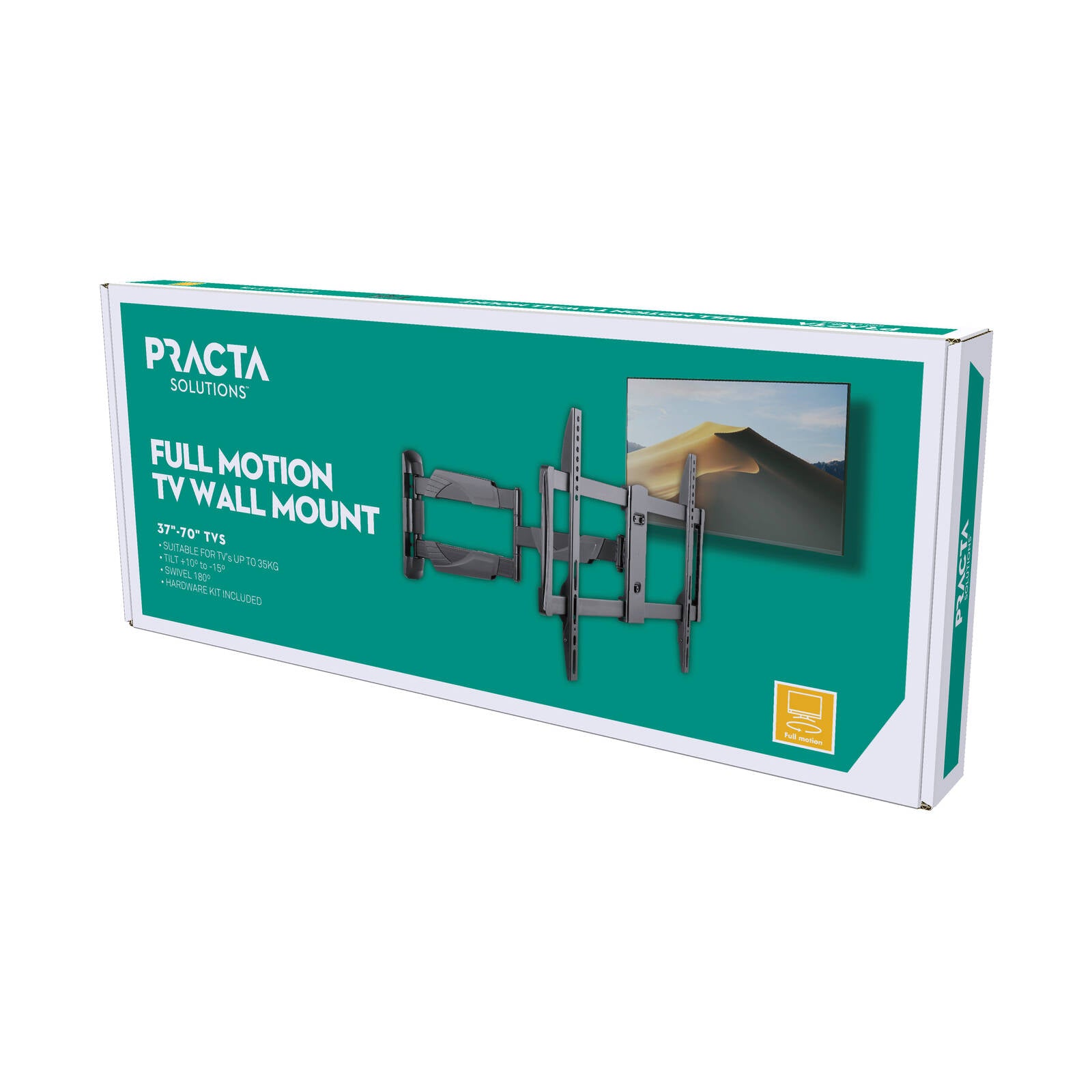 Practa Full Motion TV Wall Mount PRWMFML 37-70 inch Black Steel, Swivel Tilt, Hardware Included
