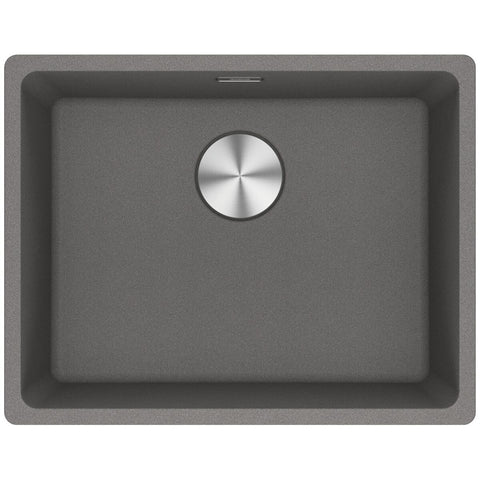 Franke 553mm Wide Single Bowl Undermount Sink - Stone Grey Granite - Hidden Overflow - MRG110-52SG-B
