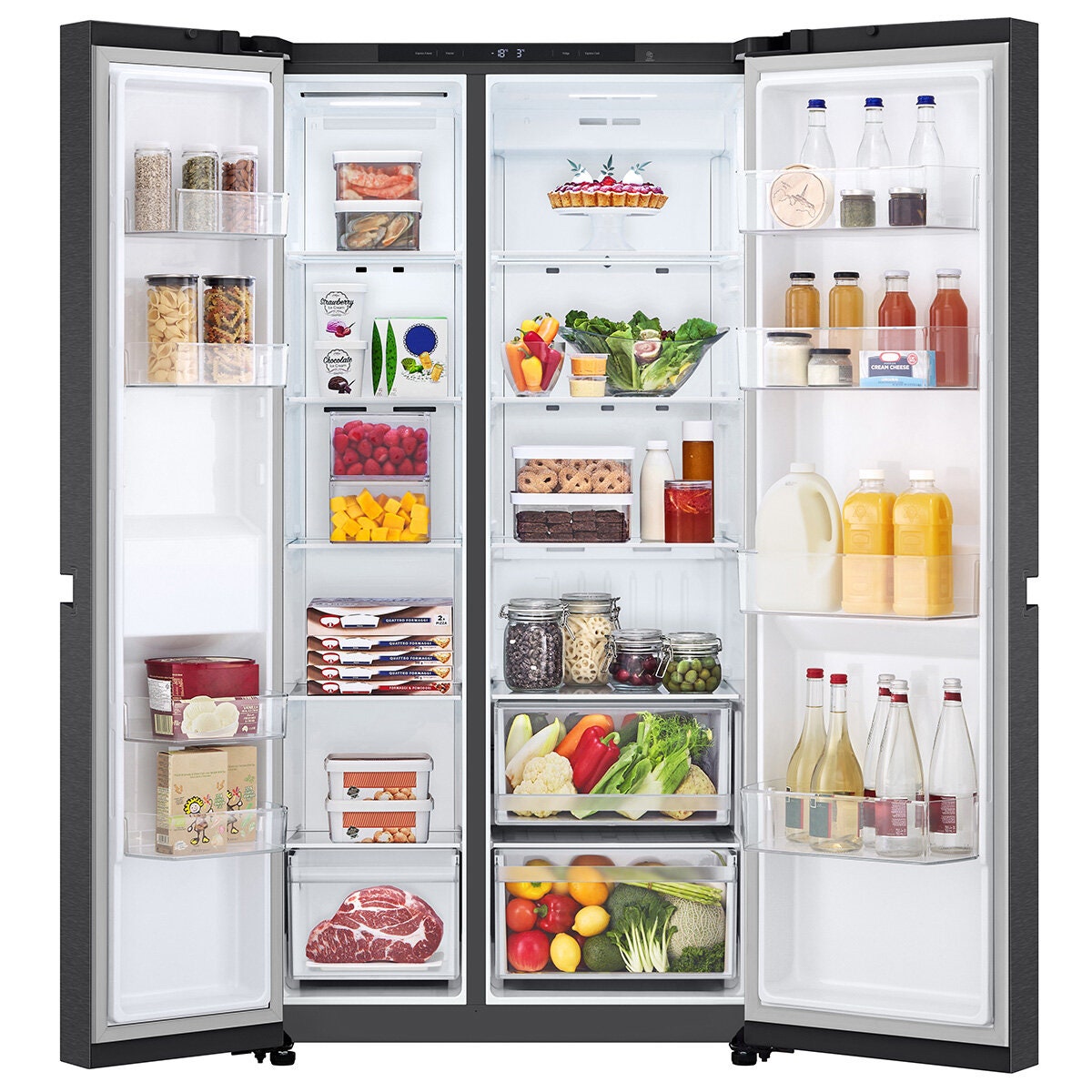 LG 664L Side by Side Fridge - Matte Black, Flat Door Design, 5 Star Energy, Smart Inverter - GS-B599MBL