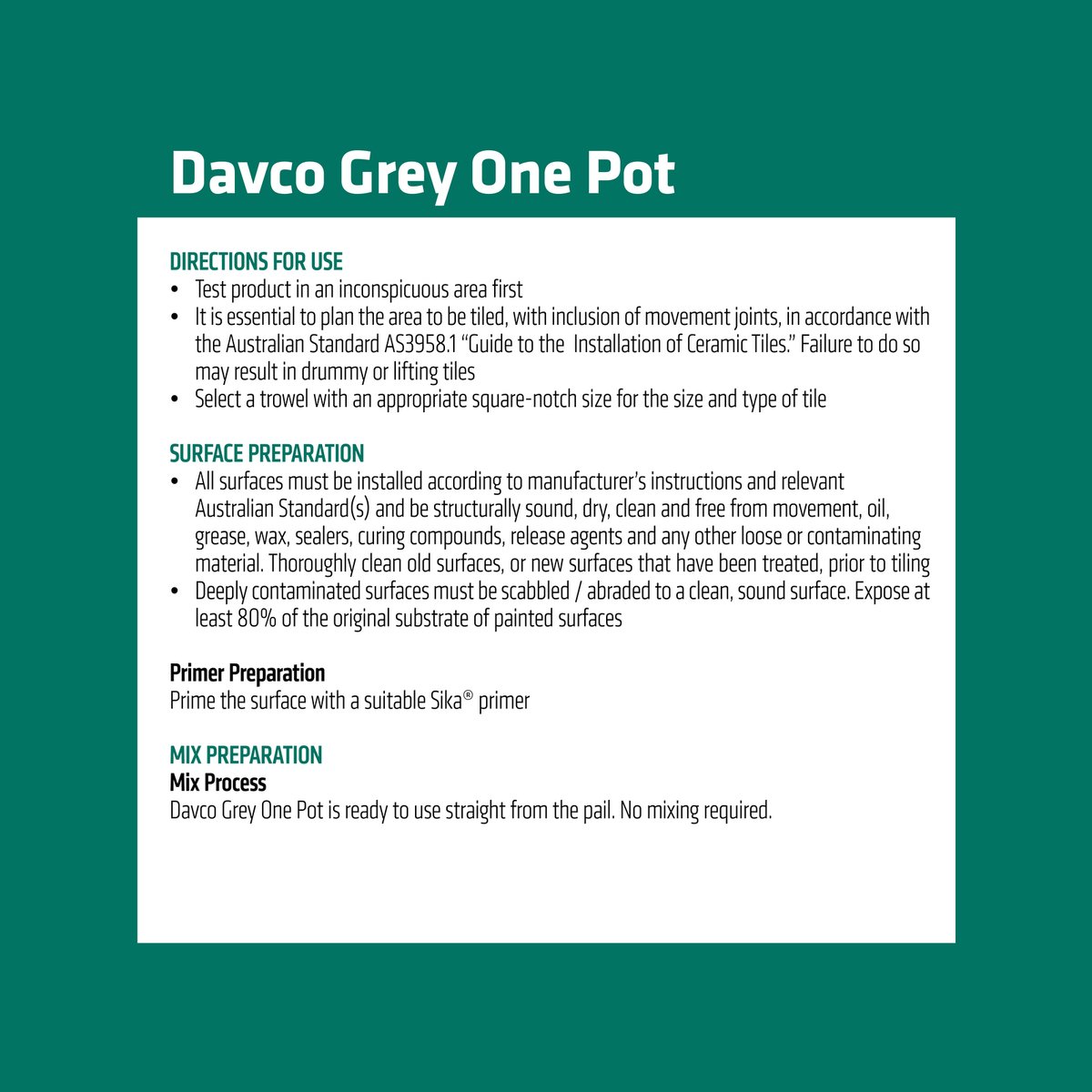Davco Premixed Tile Adhesive - 1L - Acrylic - Internal Use - SuperSaverAU - view 3