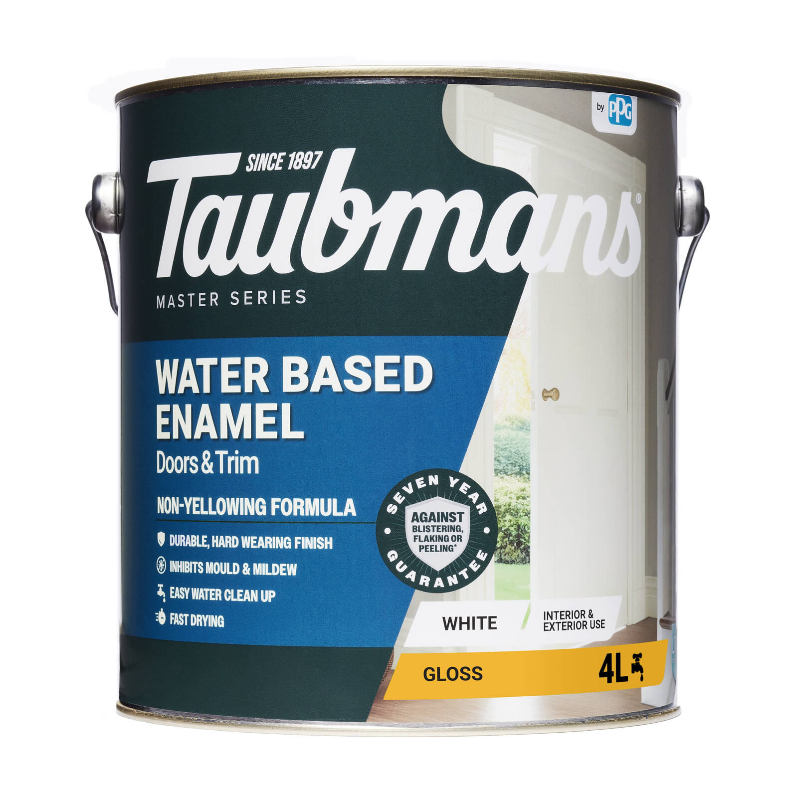 Taubmans 4L White Gloss Water Based Enamel Paint