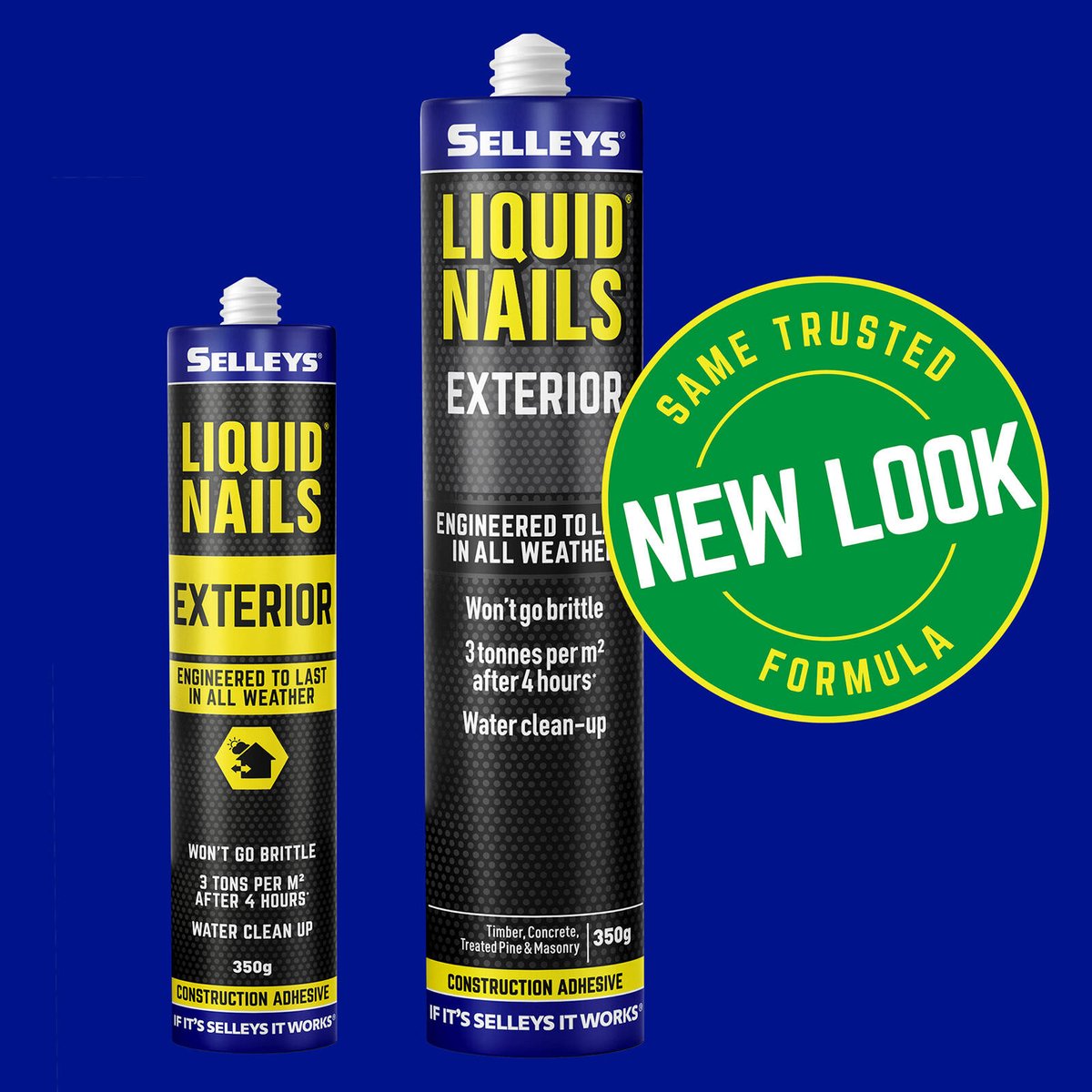 Selleys Liquid Nails Exterior Construction Adhesive, 350g, Weatherproof Outdoor