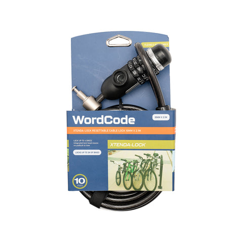 Wordcode 10mm x 2.1m Steel Xtenda Resettable Bike Lock with Word Code